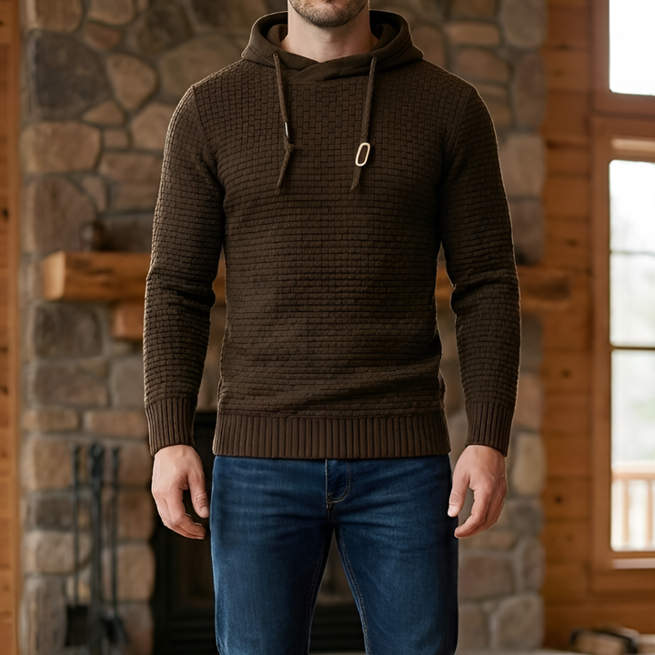 Pullover Hoodie Jacket for Men With Waffle Texture