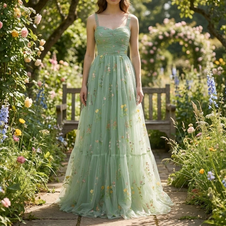 Embroidered Tulle Ball Gown