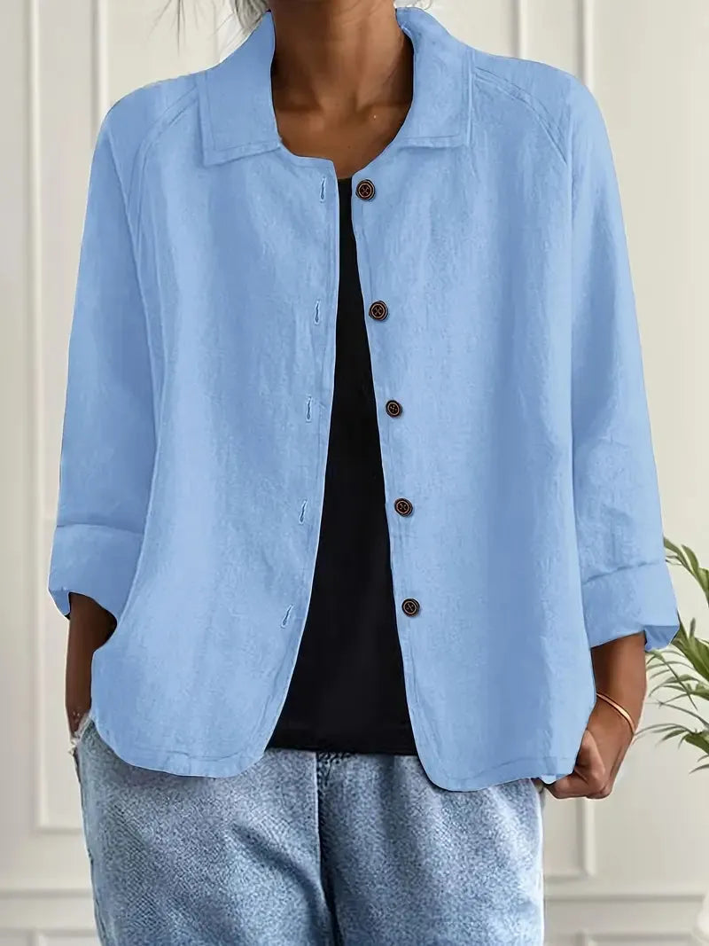 Women's Oversized Button-Front Blazer with Spread Collar