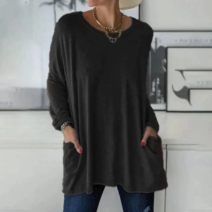 Women's Oversized Long Sleeve Tunic Top with Pockets