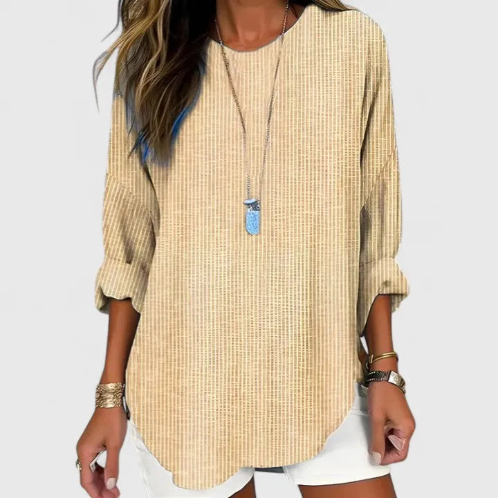 Women's Ribbed Long Sleeve Tunic Blouse