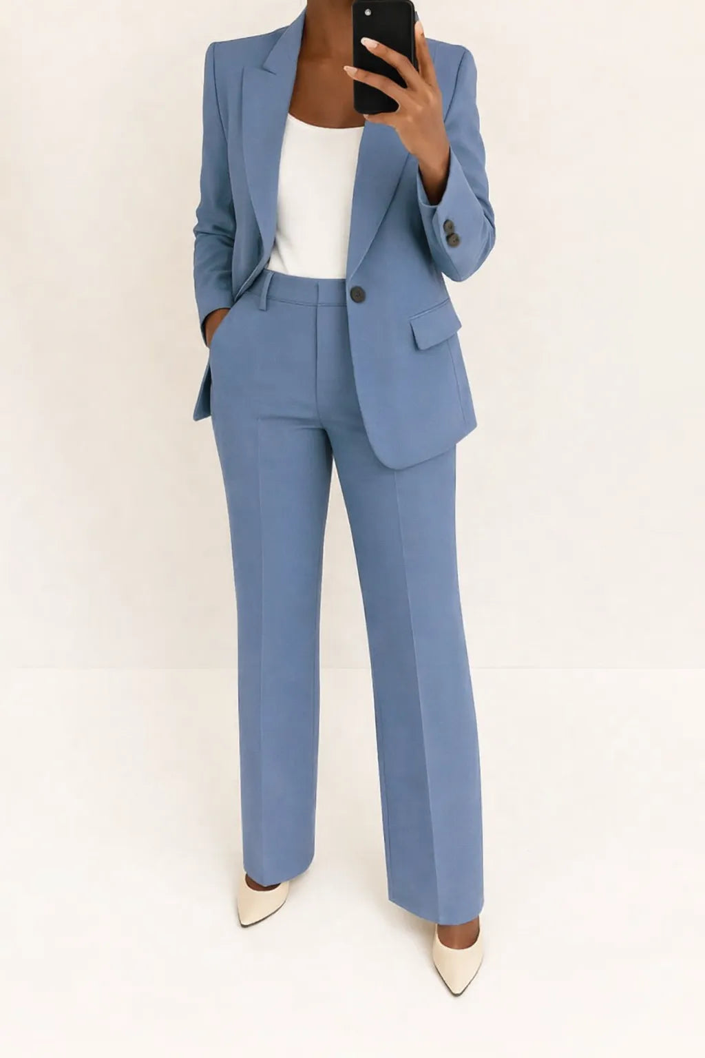 Women's Single-Breasted Wide Leg Blazer Suit Set