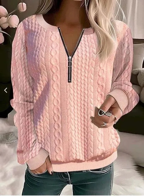 Zoe Women's Cable Knit Cropped Half-Zip Sweater